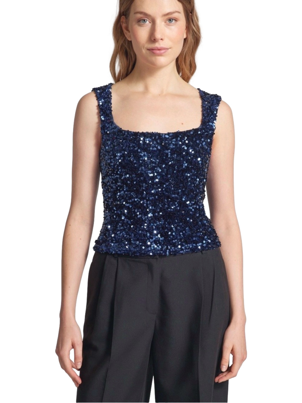 Jules & Leopold navy sequin top